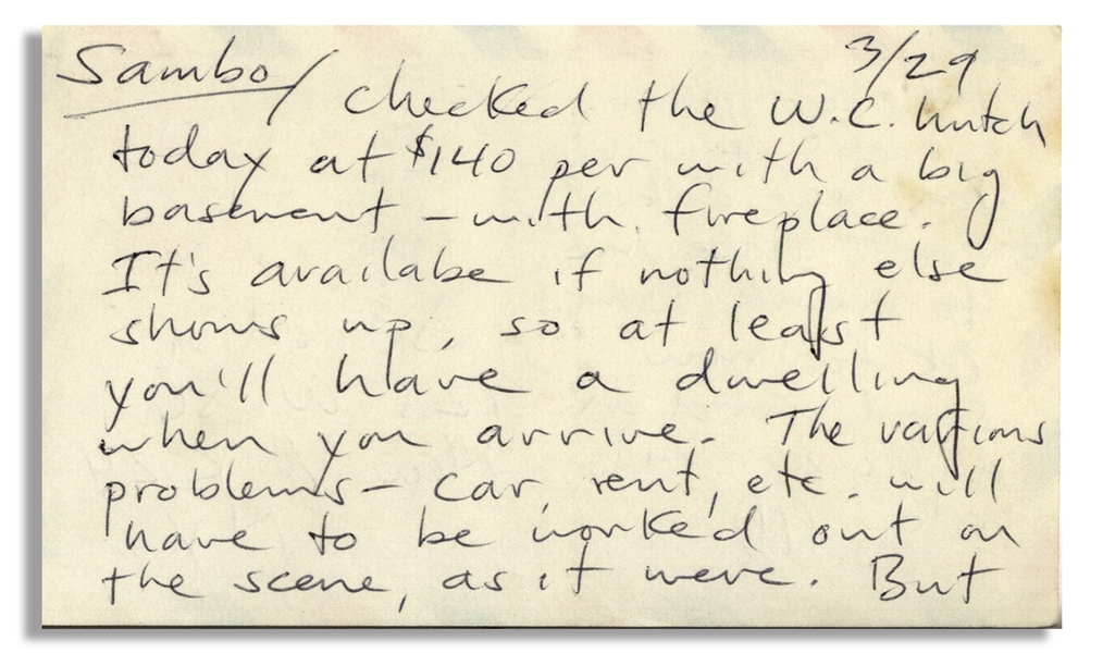 Hunter S. Thompson Autograph Letter Signed -- ''...The key issue is a roof...''